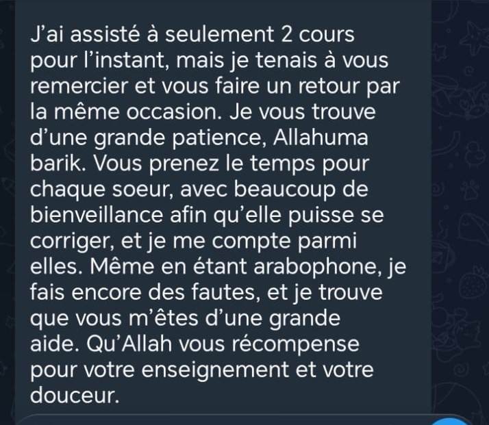 Témoignage d'une élève : très heureuse de faire partie du cours